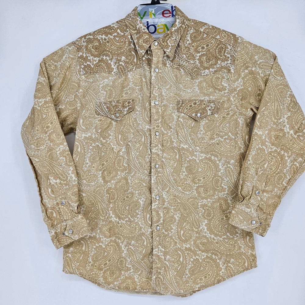 Vintage Express Rider Shirt‎ Mens Large Western Pearl Snap Southwest Long Sleeve